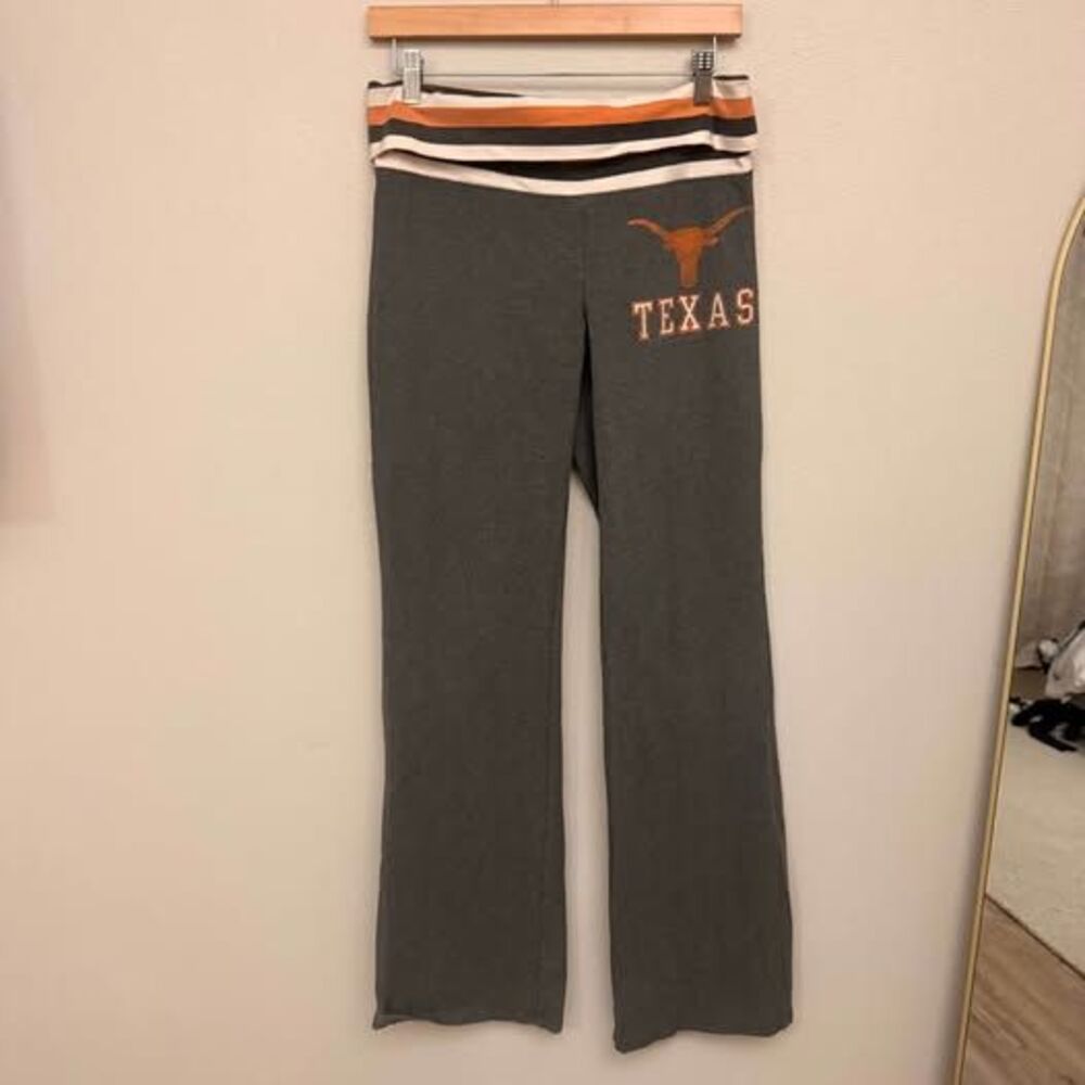 Y2K Victoria’s Secret VS Pink fold over flare yoga pants UT Texas RARE